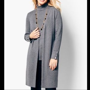 Talbots grey open front long duster L